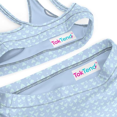 Bikini taille haute cœurs bleus au motif rétro chic TokTend - 6