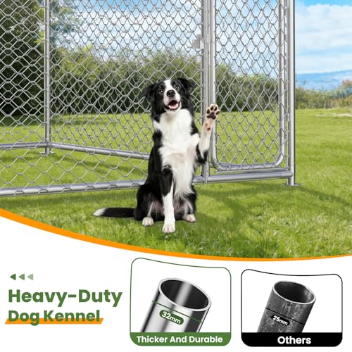 image for Docagt 8.3'x8.3' Large Outdoor Dog Kennel, Heavy Duty Dog Enclosure wi