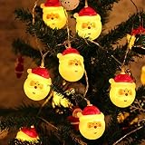 LEDMOMO Christmas Santa Head Light Santa Head String Lights 2.6Inch Battery Operated Santa Lights fo