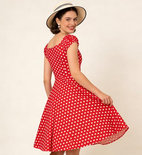 Image of YARN & INK Retro Swing Dresses for Women 1950s Vintage Rockabilly Clothes Pinup Clothing Cocktail Party Dress