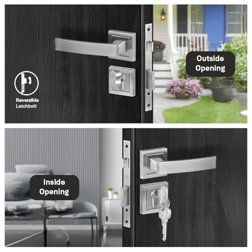 Image of Yale YECM-405-OR-TT-SS Mortise Door Lock for Bedroom /Home /Office /Hotel Suitable for Left /Right Handed Doors | Comes with Rose & Escutcheons with thumb turn, 3 KEYS cylinder and lock body (Satin Steel)