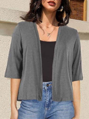 Women Open Front 1/2 Sleeve Shrug Cropped Bolero Cardigan2