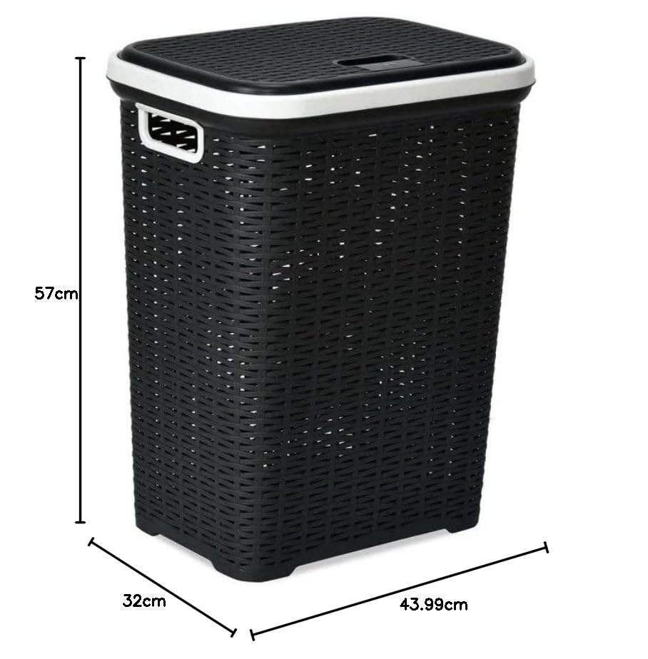 Image of Nilkamal Aqua Elegance Laundry Basket 50 Litre with Lid | 3-Year Warranty | Robust with In-Built Handles | For Cloth, Blankets, & Laundry Storage | Ideal for Home, Livingroom Bedroom & Bathroom.