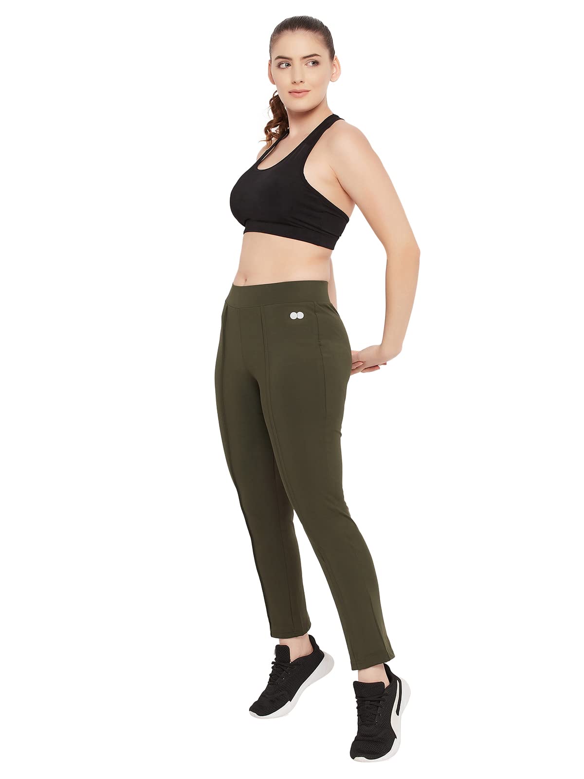 clovia Women's Snug Fit Ankle-Length High-Rise Active Tights in Green-picture-20