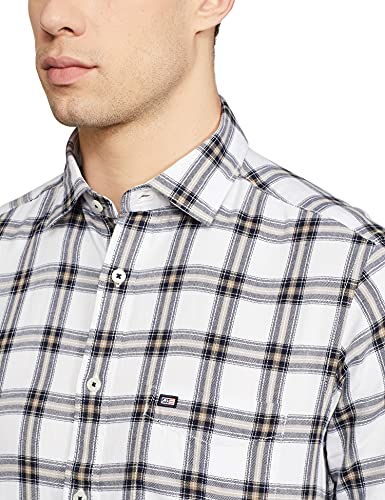 Image of Arrow Men's Slim Fit Sports White Checked Shirt