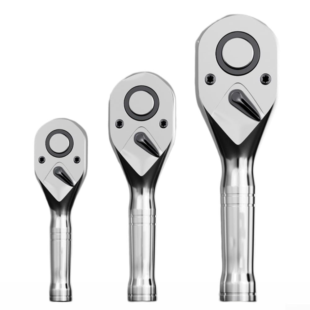 Set di Chiavi a cricchetto Mini da 72 Denti, 1/4", 3/8", 1/2", in Acciaio al Cromo vanadio, con Manico Corto, Attacco rapido per mobili, Auto, riparazioni, officine, macchinari, Attrezzature