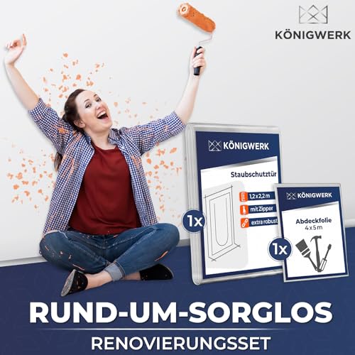 Königwerk 1x Staubschutztür mit Reißverschluss 1,1x2,2m [Extra Stark] - Inkl. Abdeckfolie - Ideal als Staubschutzwand, Baustellentür, Schmutzschleuse