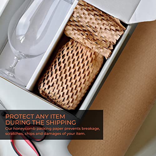 Premium Honeycomb Packing Paper 15"X150 Ft By Packagezoom- Perforated Kraft Honeycomb Wrap Roll For Fragile Items- 80Gsm Protective Honeycomb Cushioning Wrap Roll For Packing, Shipping & Moving #TOP1