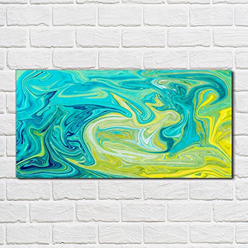 Décoration tableau en verre 100x50cm Coloray abstrait jaune vert