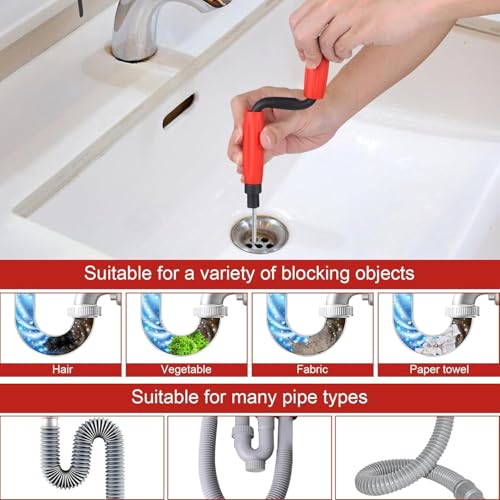 Rohrreinigungsspirale Universal 5m Abflussreiniger Spirale Abfluss Rohrreinigung für Hartnäckige Verstopfungen, Rohrreiniger Spirale für Toilette, Waschbecken und Badewannenabflüsse