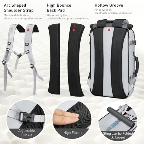 Mochila de viaje expandible para portátil para avión gris miniatura 3