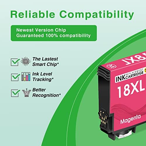 KINGJET 18XL Ink Cartridges Replacement for Epson Daisy Ink Cartridges Epson 18 18XL Multipack for Expression Home XP-215 XP-225 XP-305 XP-312 XP-315 XP-322 XP-325 XP-405 XP-415 XP-412 XP-422 XP-425