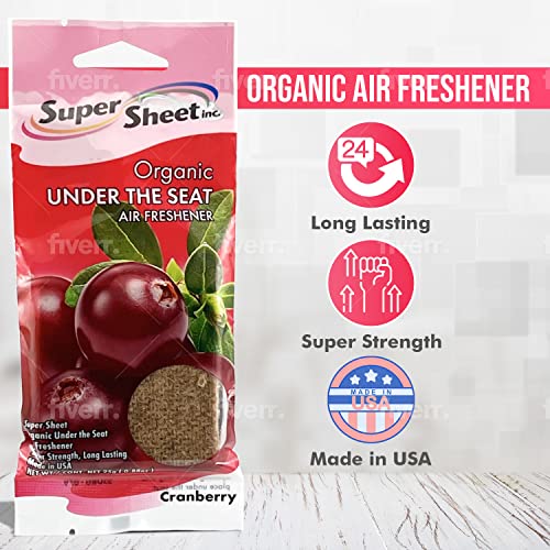 Image of Super Sheet, Organic Under the Seat Car Air Freshener, Long Lasting Fragrance, Cranberry Scent, 6 Pack