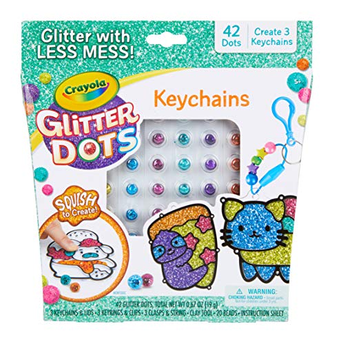 Crayola Glitter Dots DIY Keychains, Kids Craft, Gift for Kids, Ages 5, 6, 7, 8