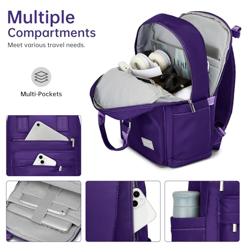 Image of Carry On Luggage 22x14x9 Airline Approved, 22 Inch PP Hardshell Luggage Carry-on Suitcase with Spinner Wheels, Carry On Suitcase Set for Women(Purple)