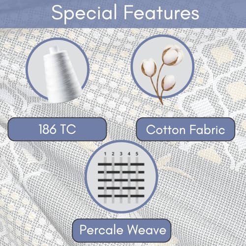Image of Mafatlal 186 Tc Corsica Cotton Bedsheet King Size | 108 X 108 Inches | Breathable Summer Sheets for Sleeping Comfort | Pure Cotton Bedding with 2 Pillow Covers | Grey Whale