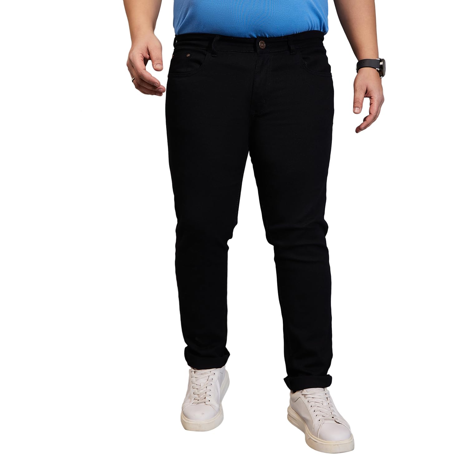 bigbanana Plus Size Men's Regular Fit Solid Jeans-picture-18