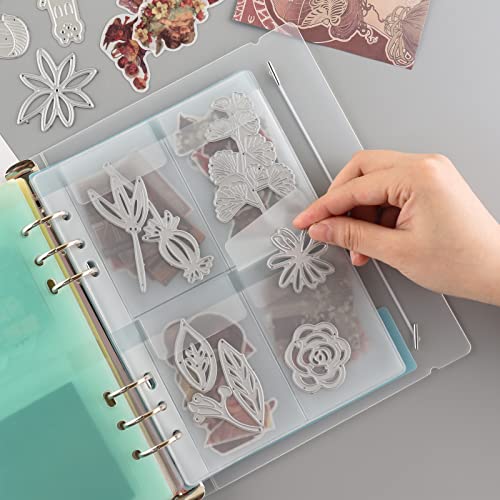 Image of BAOFALI 40 Pages /2Set A5 6 Ring Clear Stamps Storage Embossing Folder Storage with Dividers Photo Storage Album Seal Bags Storage Keeper Cards for DIY Scrapbooking Arts Crafts Collecting Bags