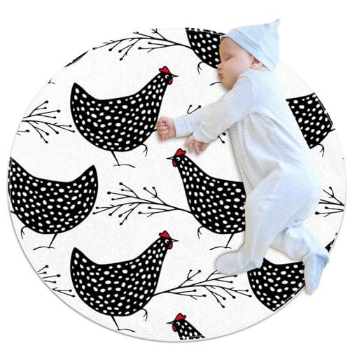 Tapis de salle de bain motif poules 1m idéal devant le canapé