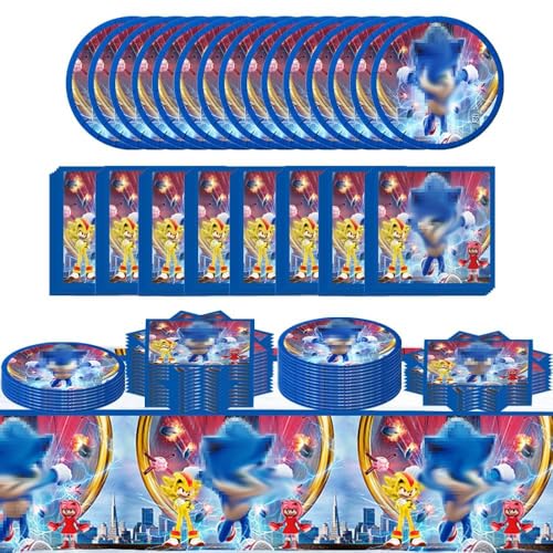 Ptydecta Geburtstag party set Geburtstagsdeko Geburtstag Teller Tischdecke Serviette Geeignet für 20 Personen (K)