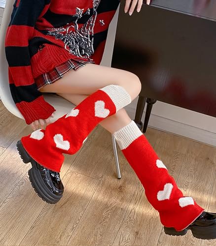 Image of WODECASA Girls Kawaii Leg Warmers Knitted Flared Leg Sleeves Goth Crochet Baggy Cuff Ankle Heap Socks
