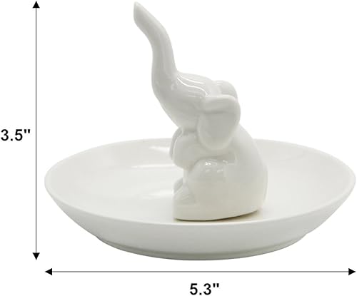 Miniatura 4 de kotoyas Soporte de anillo de cerámica, bandeja de joyería decorativa de cerámica hecha a mano (elefante)