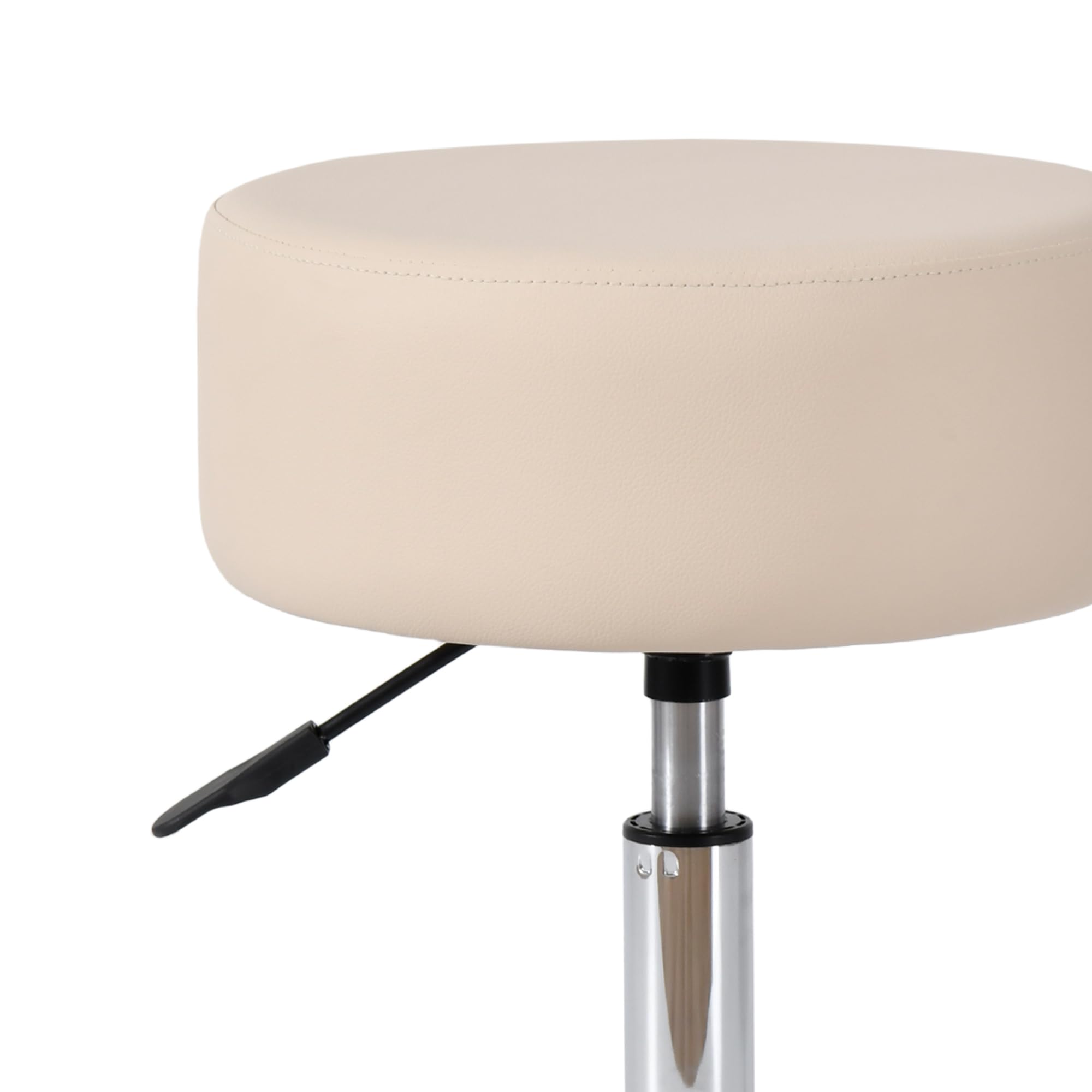 Hoge kruk 75 cm van donker eikenhout en witte bouclé stof Manila