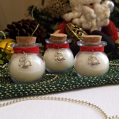 Lembrança de Natal: Vela Vidro Redondo 40g com pingente e cordão de couro vermelho (5)