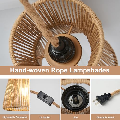 Image of 3 Lights Plug in Pendant Light with Cord On /Off Switch | Industrial Ceiling Hanging Lamp Cord Farmhouse Cable DIY