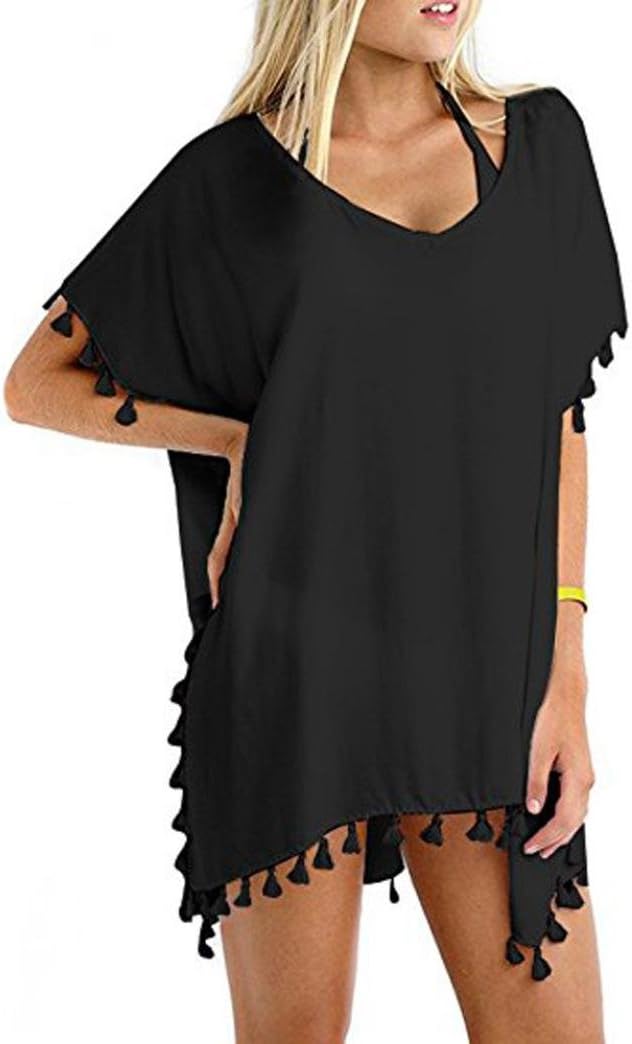 HUHU833 Women Bikini Smock - Sexy Chiffon Swimwear Beachwear Loose Bikini Cover-Up