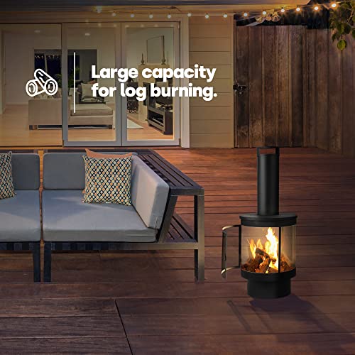 LIVIVO Valcavo Chiminea Patio Heater for Wide Heat Output and Viewing Angle, Stylish Mexican