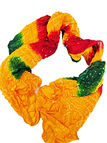 Image of PK HUB Women's Jaipuri Rajasthani Bandhani Dupatta | Art Silk Bandhej Dupatta with Gota Patti Work & Tassels (Free size)