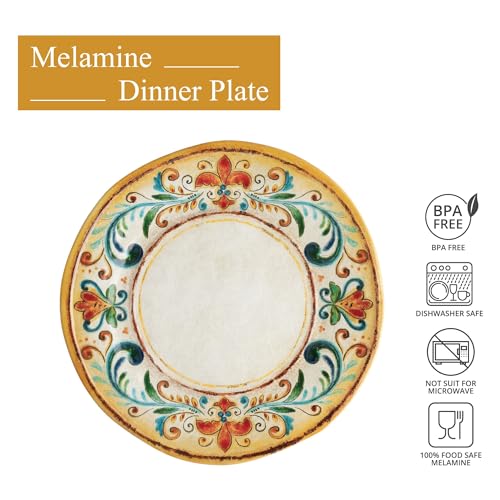 UPware-Melamine-Dinner-Plate-Set-of-6-BPA-Free-Dishwasher-Safe-Round-Plates-Dinner-Dishes-for-Main-course-Pasta-and-Salad-11-Inch-Dinner-Plates-Tuscany UPware Melamine Dinner Plate Set of 6 BPA Free Dishwasher Safe Round Plates Dinner Dishes for Main course Pasta and Salad 11 Inch Dinner Plates Tuscany
