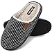 Chaussons Homme Pantoufles à Rayures Hiver Chaussures Chaudes pour La Maison en Mousse à Mémoire de Forme, Laine en Peluche Doublée Avec Semelle en Caoutchouc Antidérapante Taille 43