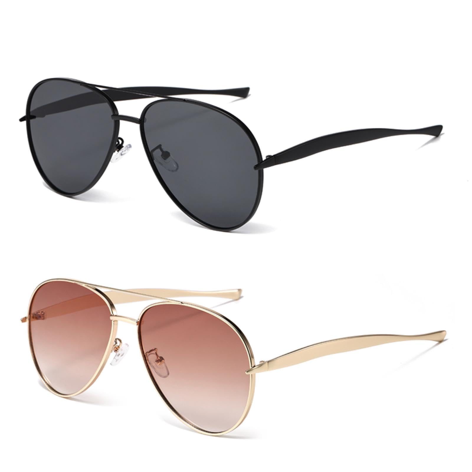 1/2 szt. Retro Okulary przeciwsłoneczne Metalowe podwójne mostki Damskie okulary Moda Punk Mężczyźni Ciemnozielone odcienie Okulary przeciwsłoneczne Uv400