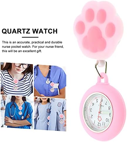 iplusmile Nurse fob Watch, Nurse Pocket Watch, Valentine's Day Women Nurse Clip-on Watch, Cat Paw Shaped, Hanging Watch Hanging Fob Watch
