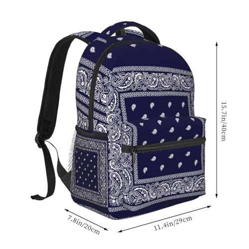 Blue Bandana Paisley Border Print Backpack Laptop Backpack Sports Travel Shoulder bag Light casual backpack2