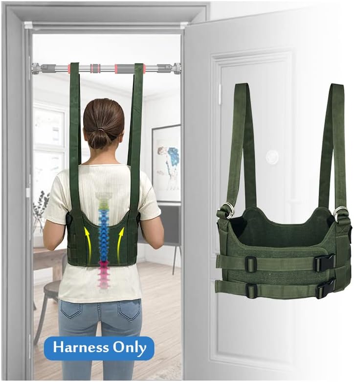 Spinal Decompression Harness Hang Upside Down Back Stretcher for Lower Back Pain Relief Lumbar Traction Device Spine Decompression Belt Bulging Herniated Disc Relief Back Stretching Device - Large
