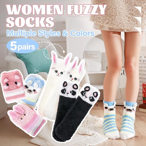 ANTSANG Women Fuzzy Socks Teen Girls Slipper Cozy Winter Fluffy Comfy and Warm Cabin Home Fleece Socks2
