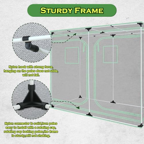 Green hut Grow Tent 96"x48"x78" 600D Mylar Hydroponic Indoor Grow Tent with Observation Window, Removable Floor Tray and Tool Bag for Indoor Plant Growing 8x4 by Green Hut - Image 7