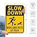 GicnKeuz Slow Down Kids and Pets at Play Sign, 18 x 12 Inches Slow Children at Play Sign for Streets & Neighborhoods, Engineer-Grade Reflective Aluminum, Rustproof & Fade-Resistant, Outdoor Use. (2 Pack)