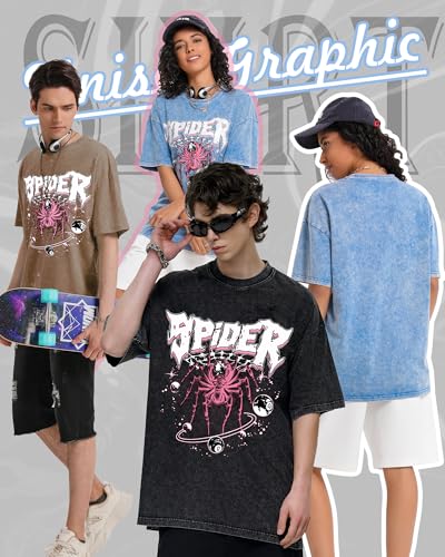 Graphic Tees Streetwear Tshirts Vintage Unisex Cotton Acid Washed Oversized T-Shirts Summer Clothes Tops for Men Women3