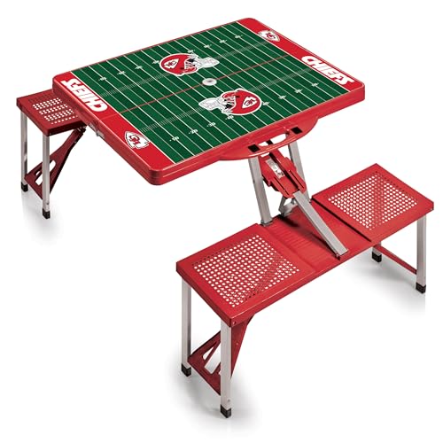 Image of PICNIC TIME NFL Picnic Table Portable Folding Table with Seats and Umbrella