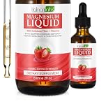 Magnesium Glycinate Drops for Women & Men, Liquid Supplements Complex with MagnesiumTaurate, Cellulose Fiber, Bromelain, Vitamins and Zinc, Strawberry Flavour, 60ml