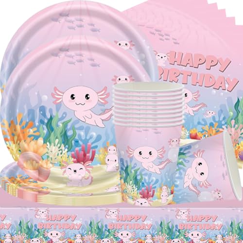 Lagarto Vajilla para Fiestas, Fondo marino decoración de cumpleaños, Juego de vajilla de fiesta de sirena, Cumpleaños Suministros para Fiestas de Platos,Plato,Servilletas,Vasos,(41PCS 10Personas)