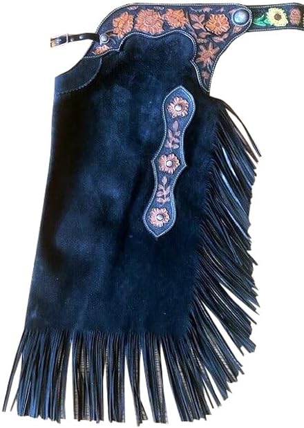 Custom Made Leather Fashion Chinks with Hand Tooled Yoke Set for Men Women Kids Small Medium Large LC-114
