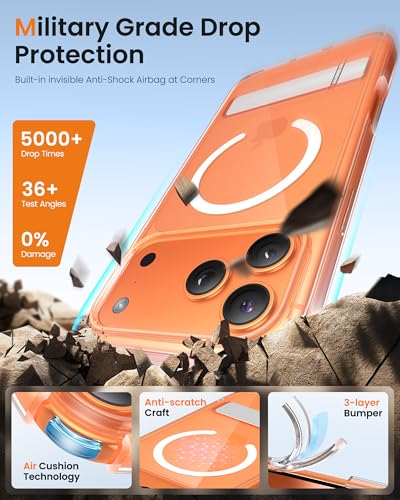 Image of Vihibii for iPhone 17 Pro Cover Magnetic Back with Build-in Stand, [Compatible with Magsafe], Rugged Shockproof Protective Back & Transparent Slim Case for iPhone 17 Pro 2025 6.3 inch, Clear