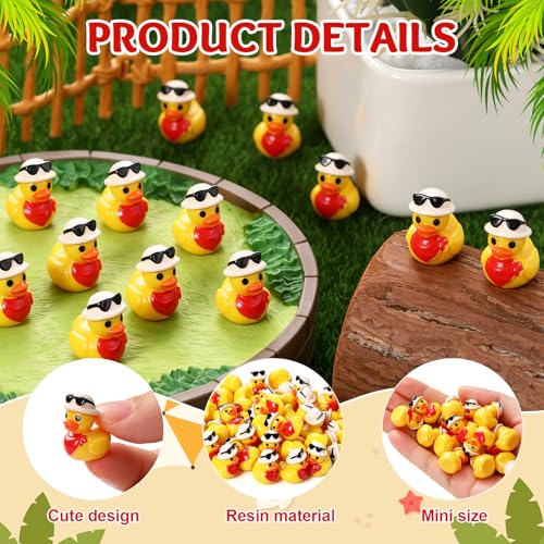 Image of 50 Pcs Sunglasses Ducks Toy Figures, Mini Resin Ducks Bulk | Tiny Duck Figurine Dress up Game Toy for Summer Party Favors (Sunglasses Duck)