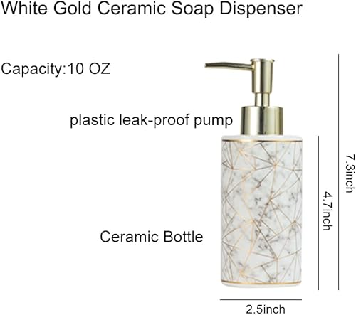 Miniatura 2 de Dispensador de jabón de cerámica con bomba a prueba de óxido, dispensador de jabón líquido de mano de repuesto de 10 onzas para baño y cocina