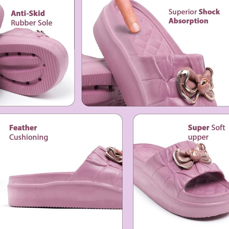 Image of Richmen Women's EVA Sliders Slippers | Lightweight Anti-Slip Soft Cushioned Bathroom & Home Slides | Stylish Design Comfortable Indoor Outdoor Flip Flops for Ladies